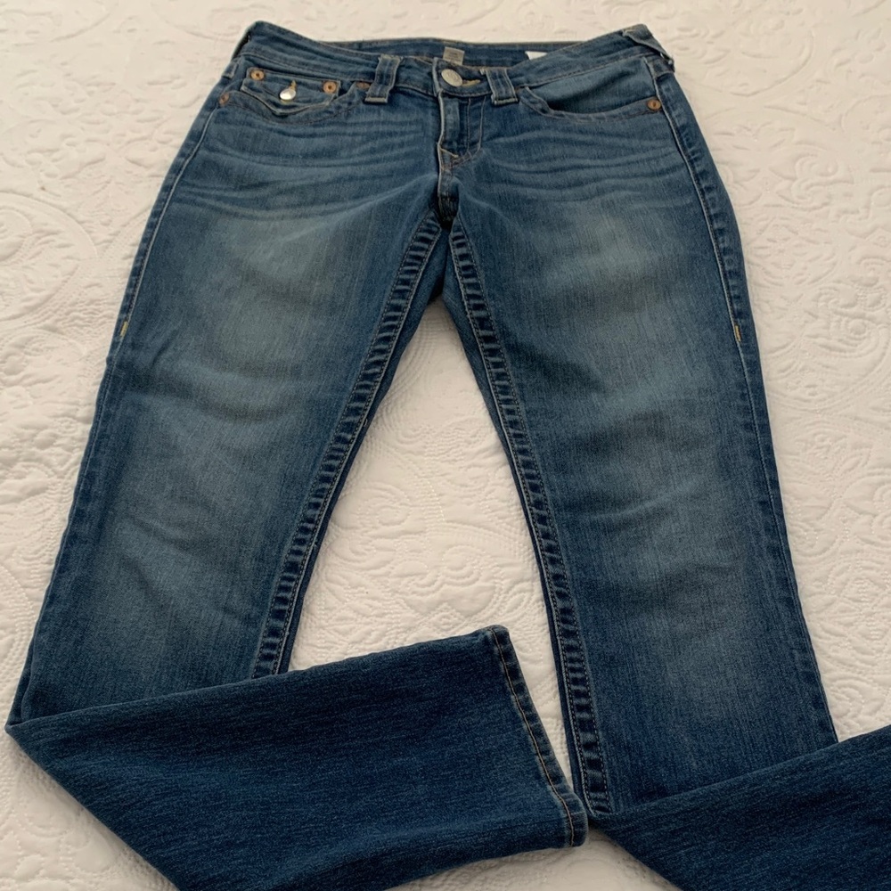 True Religion Women's  Blue Straight-Leg Jeans 27